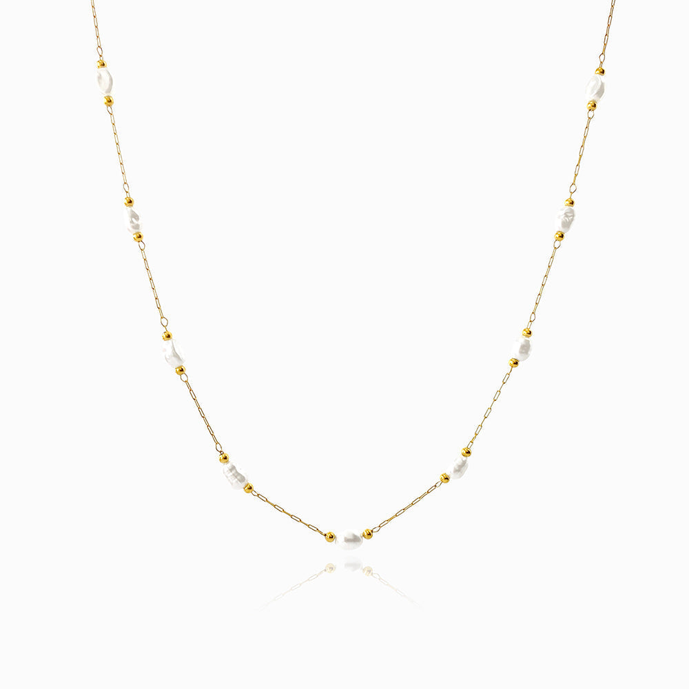 Colar com Pérolas Barrocas em Aço Inoxidável - Casual