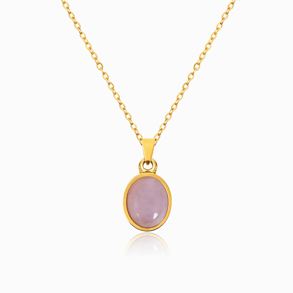 Colar Geométrico com Quartzo Rosa em Aço Inoxidável