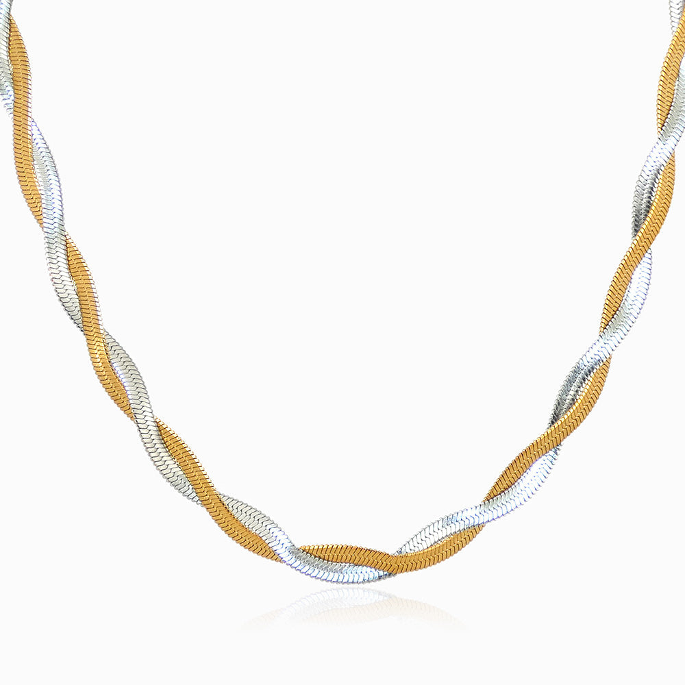Colar Duplo Malha Snake em Aço Inoxidável