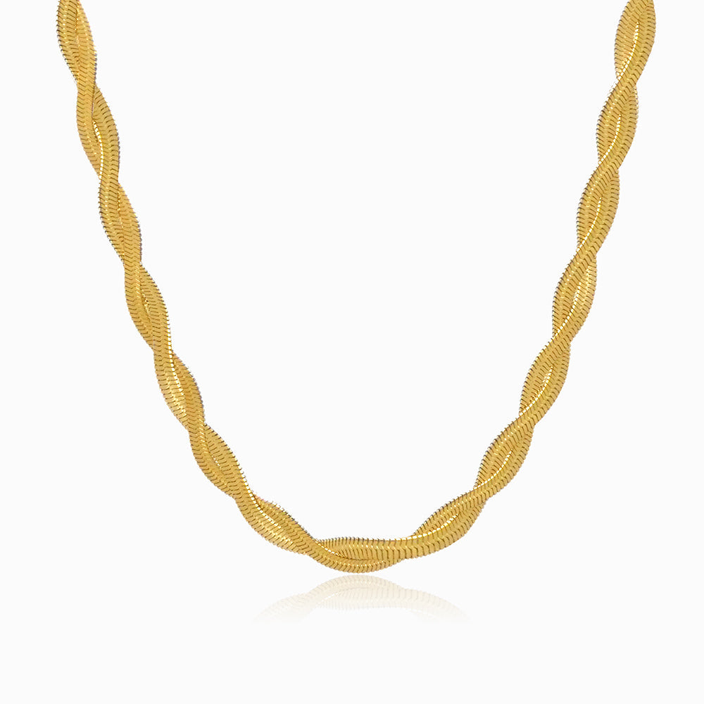 Colar Duplo Malha Snake em Aço Inoxidável