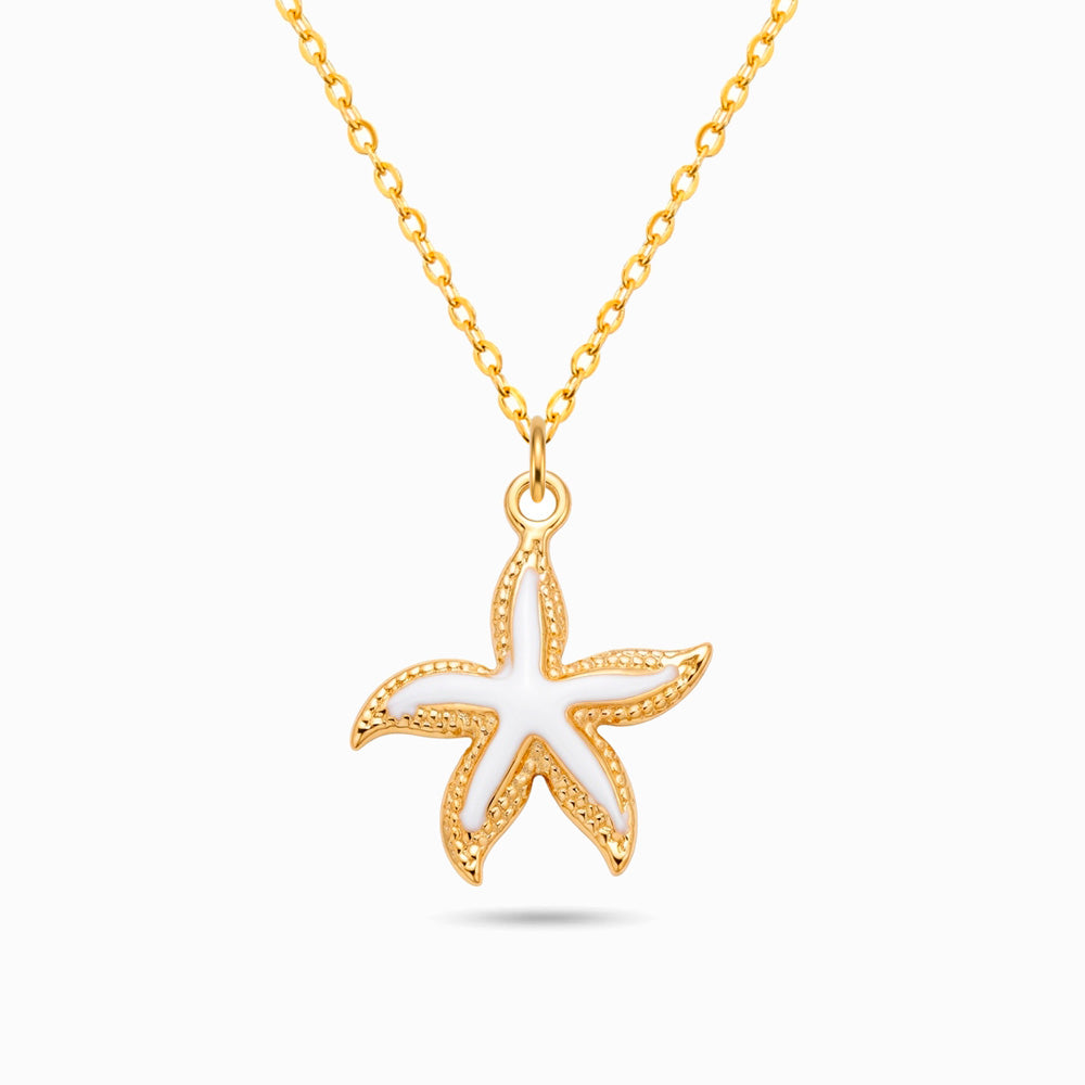 Colar Estrela do Mar Esmaltado em Aço Inoxidável
