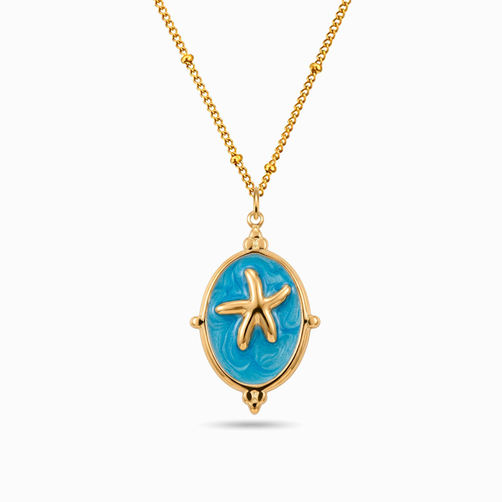 Colar Estrela do Mar Esmaltado em Aço Inoxidável
