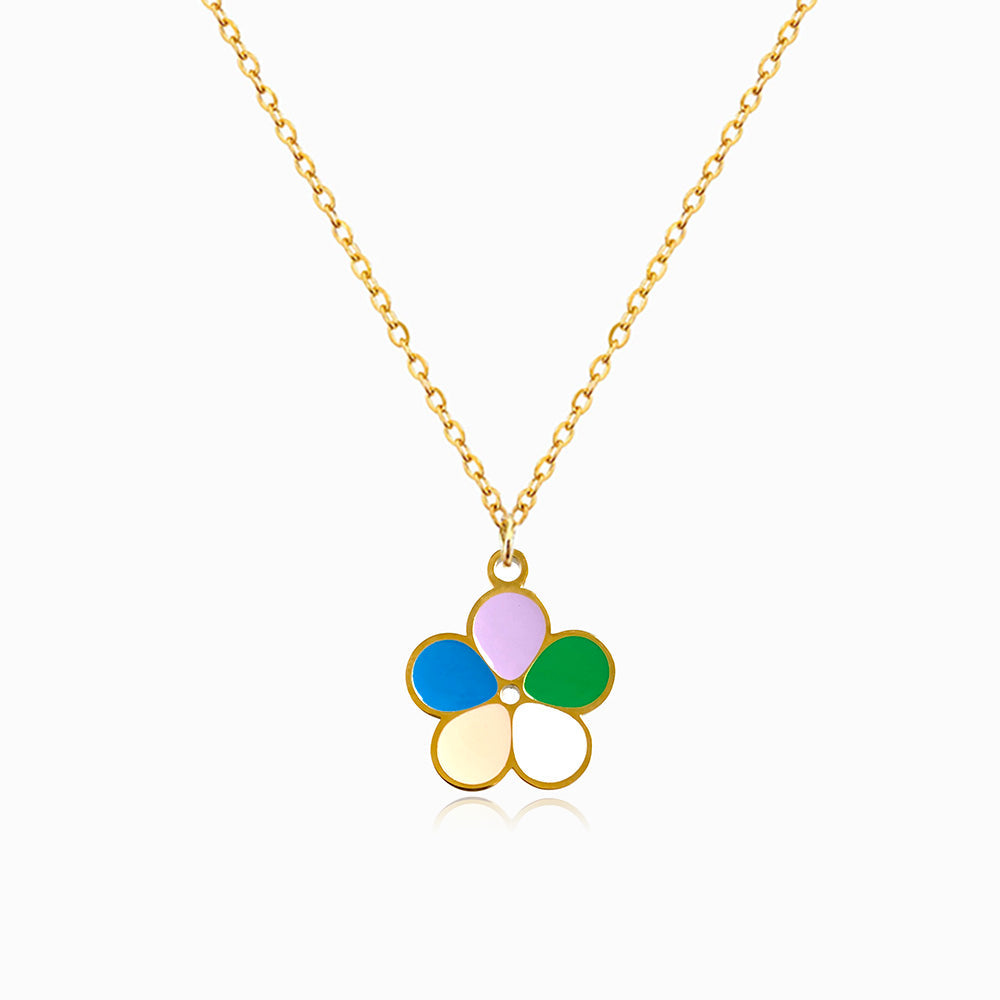 Colar com Flor em Aço Inoxidável