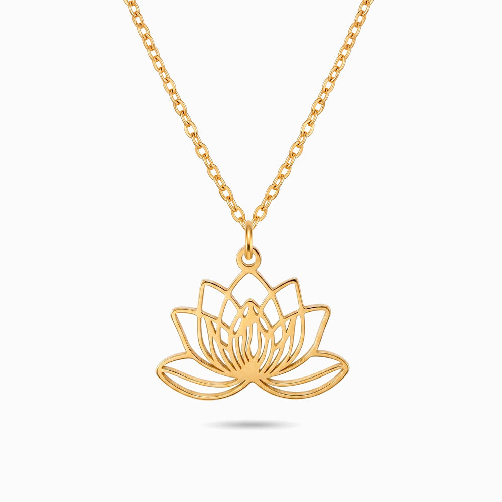 Colar Flor de Lótus Aço Inoxidável