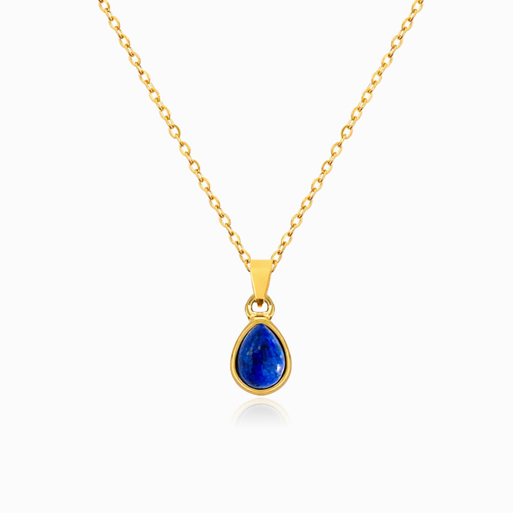 Colar Gota Lápis-lazuli em Aço Inoxidável