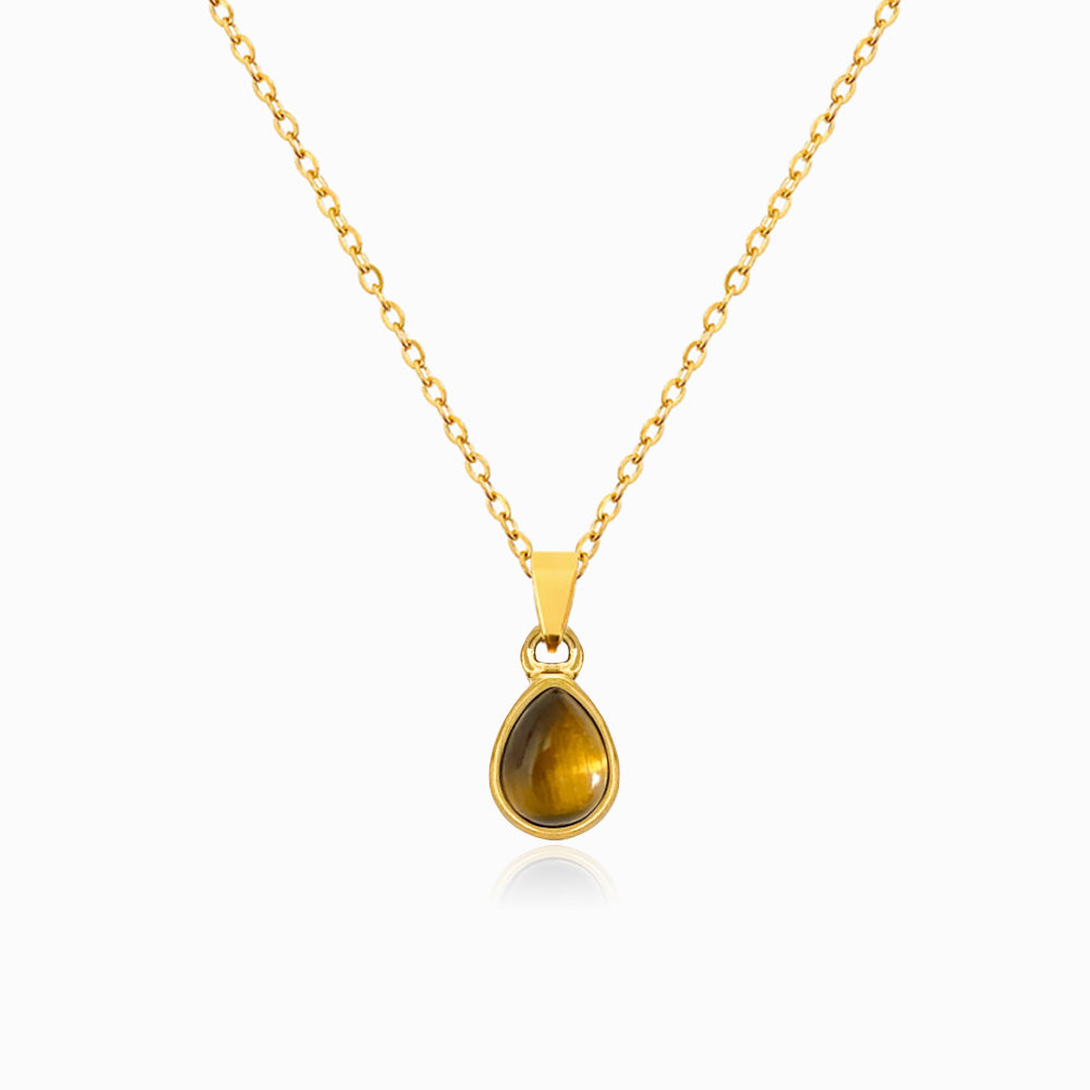 Colar Gota Olho de Tigre em Aço Inoxidável