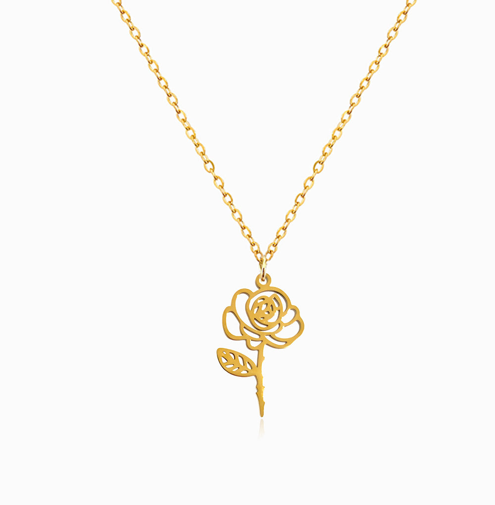 Colar Rosa em Aço Inoxidável