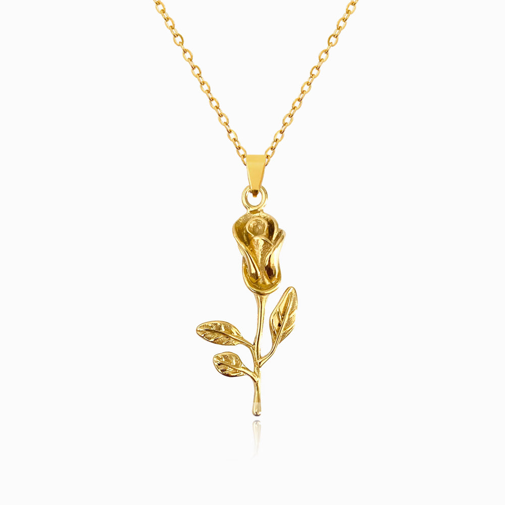Colar Rosa em Aço Inoxidável Feminino
