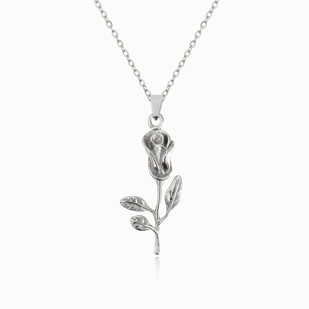 Colar Rosa em Aço Inoxidável Feminino