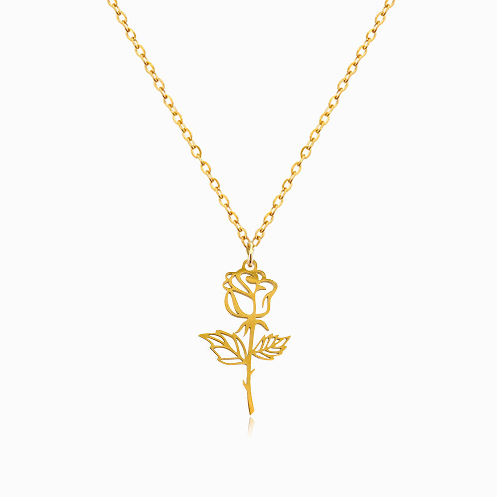 Colar com Rosa em Aço Inoxidável