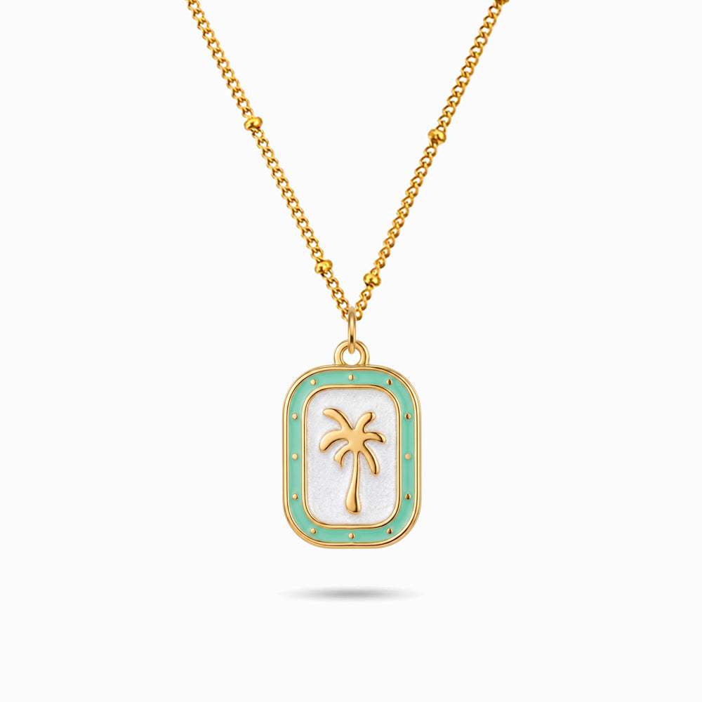 Colar Palmeira Aço Inoxidável - Estilo Tropical