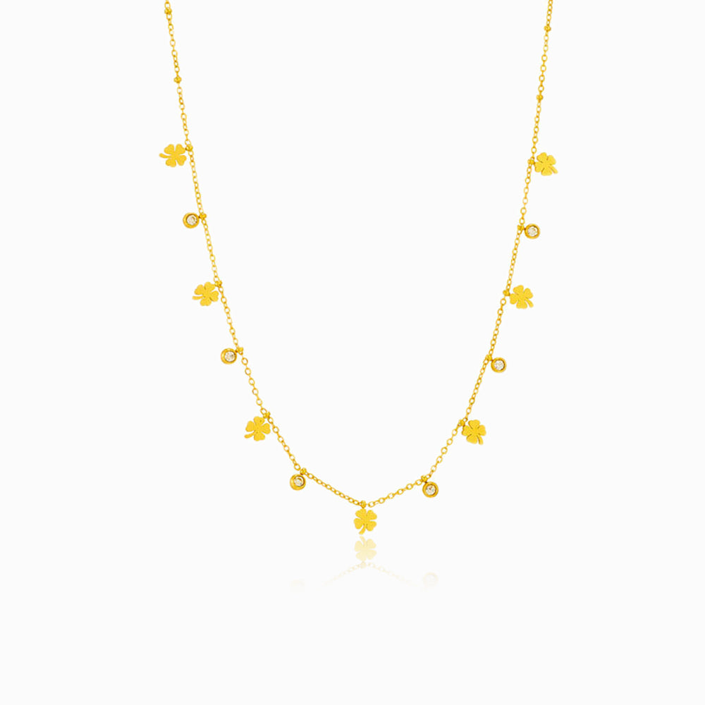 Colar Trevo com Zircônia em Aço Inoxidável