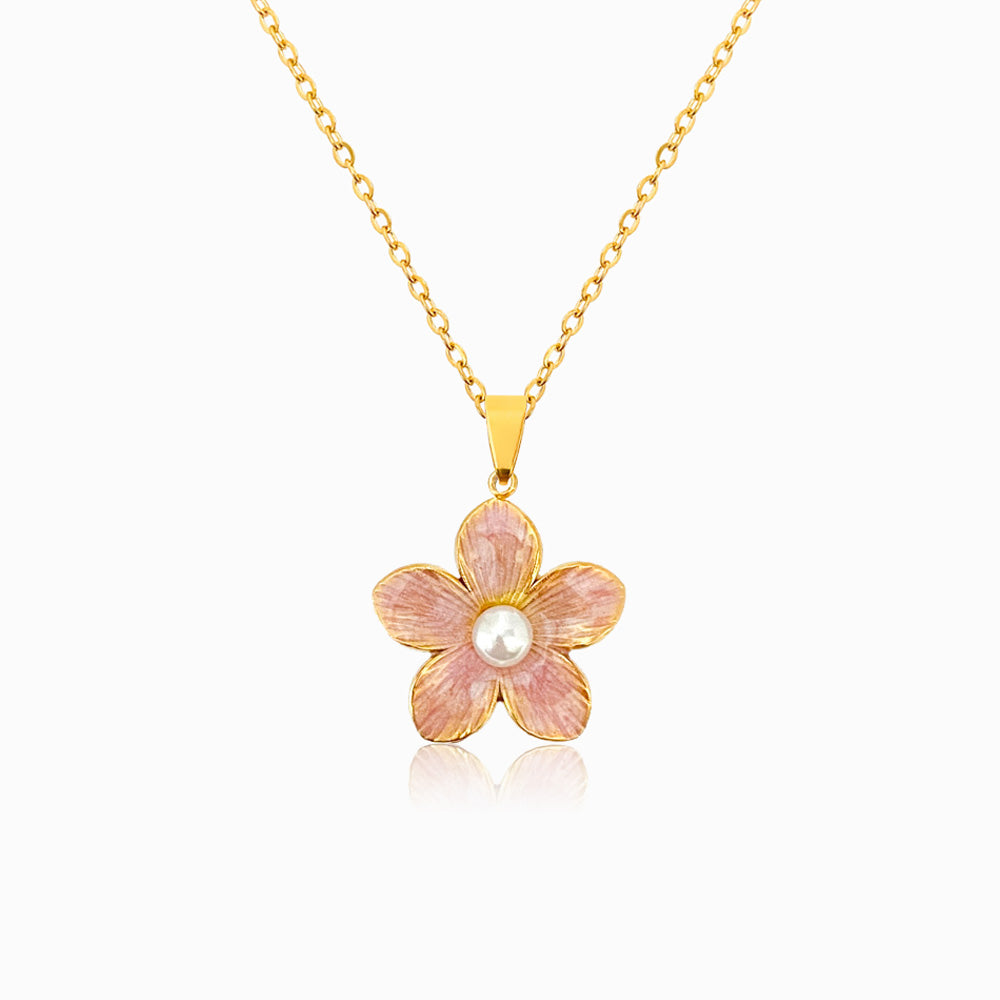 Colar Flor em Aço Inoxidável e Esmalte