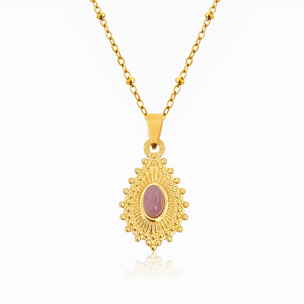Colar Gota com Pedra em Aço Inoxidável