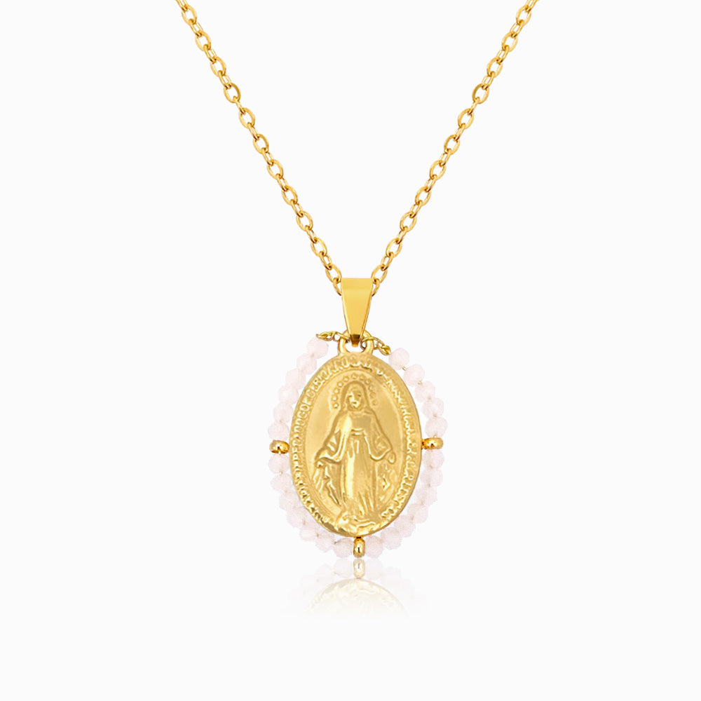 Colar Nossa Senhora em Aço Inoxidável e Cristal