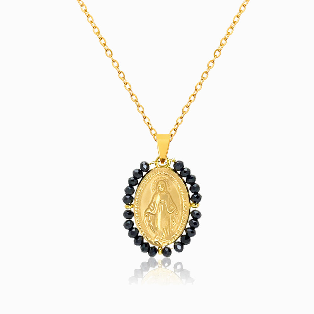 Colar Nossa Senhora em Aço Inoxidável e Cristal