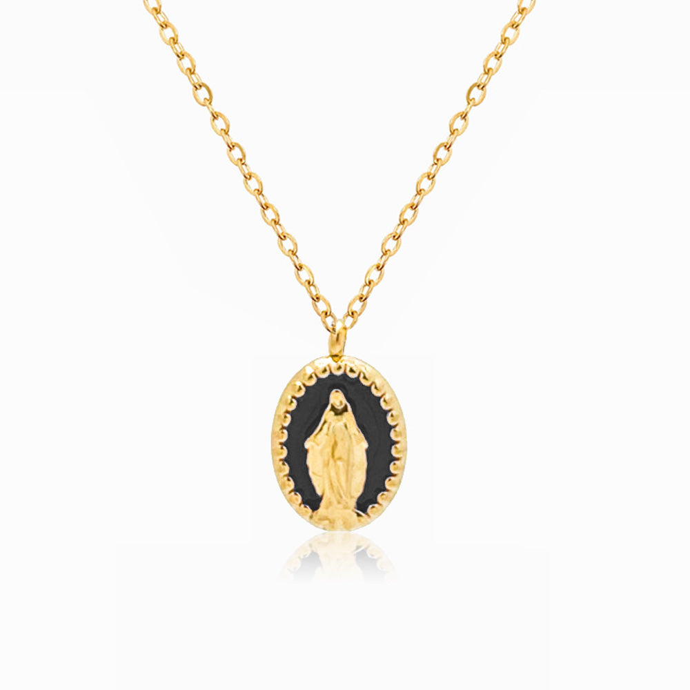 Colar Nossa Senhora em Aço Inoxidável e Esmalte