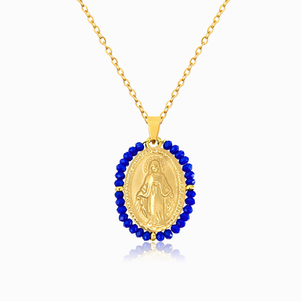 Colar Nossa Senhora com Cristal em Aço Inoxidável