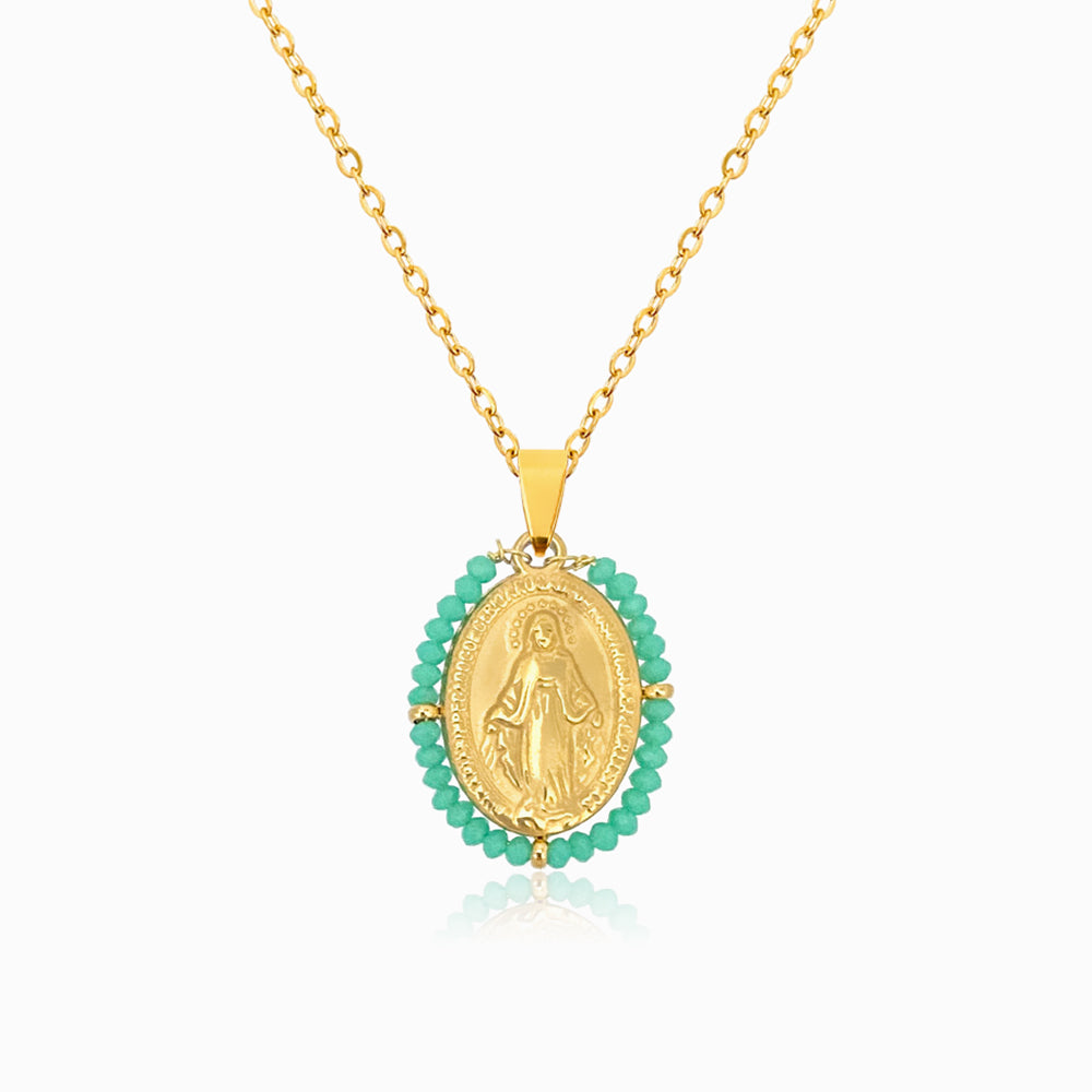 Colar Nossa Senhora Cristal em Aço Inoxidável