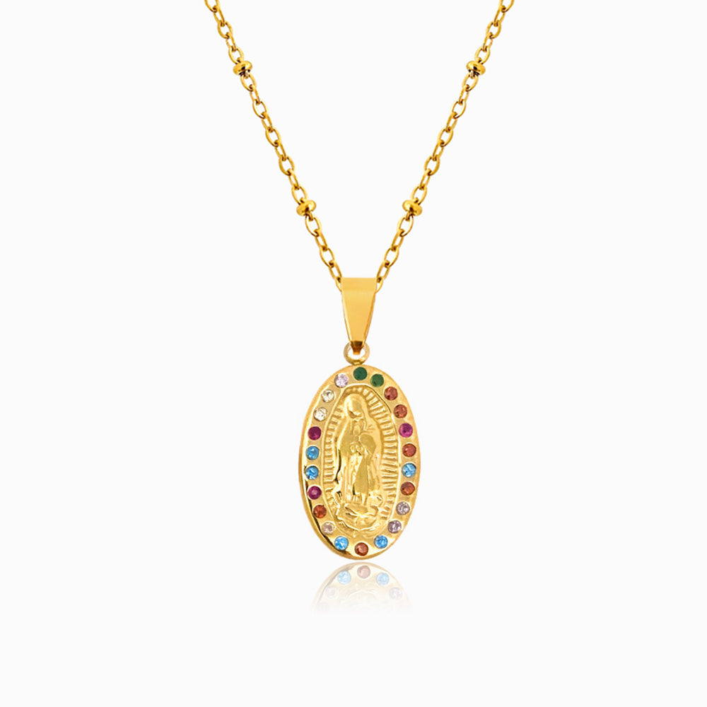 Colar Nossa Senhora Zircônia em Aço Inoxidável