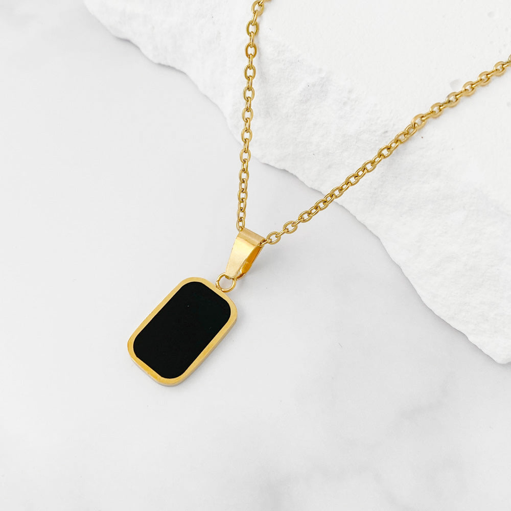 Colar Geométrico Esmaltado em Aço Inoxidável