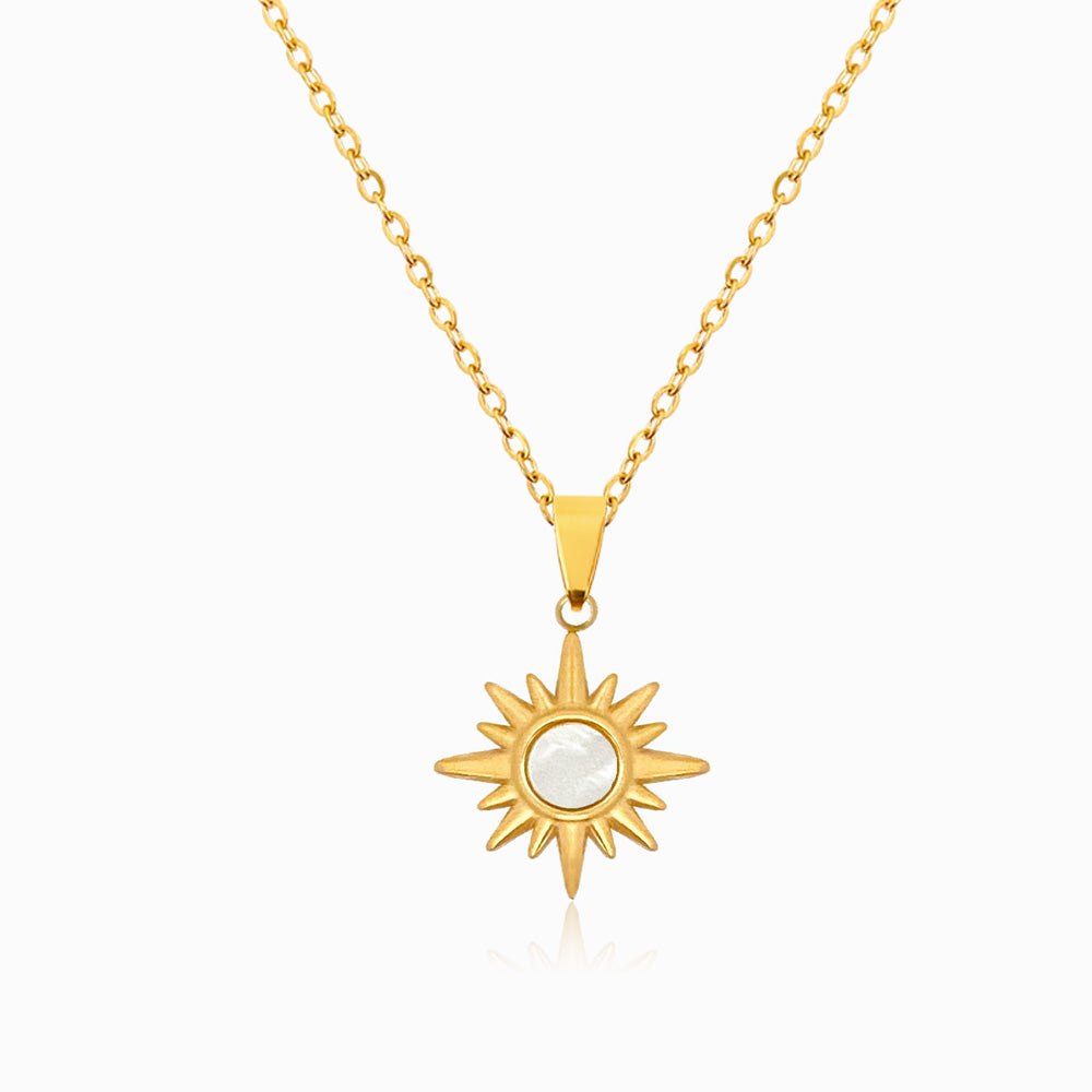 Colar Sol com em Aço Inoxidável e Madrepérola