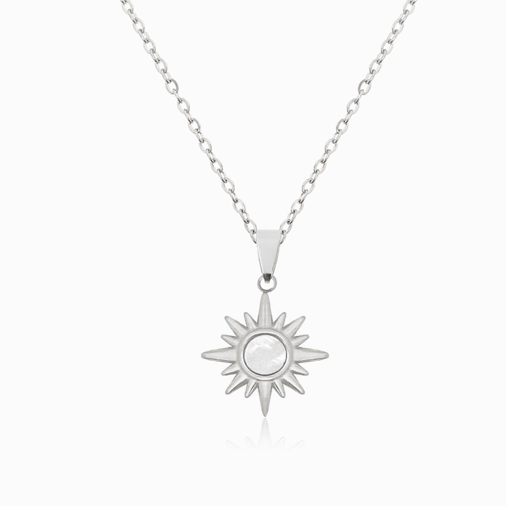 Colar Sol com em Aço Inoxidável e Madrepérola