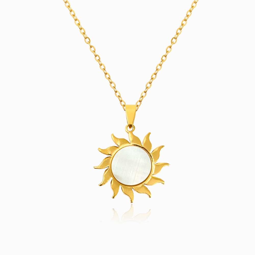 Colar Sol com em Aço Inoxidável e Madrepérola