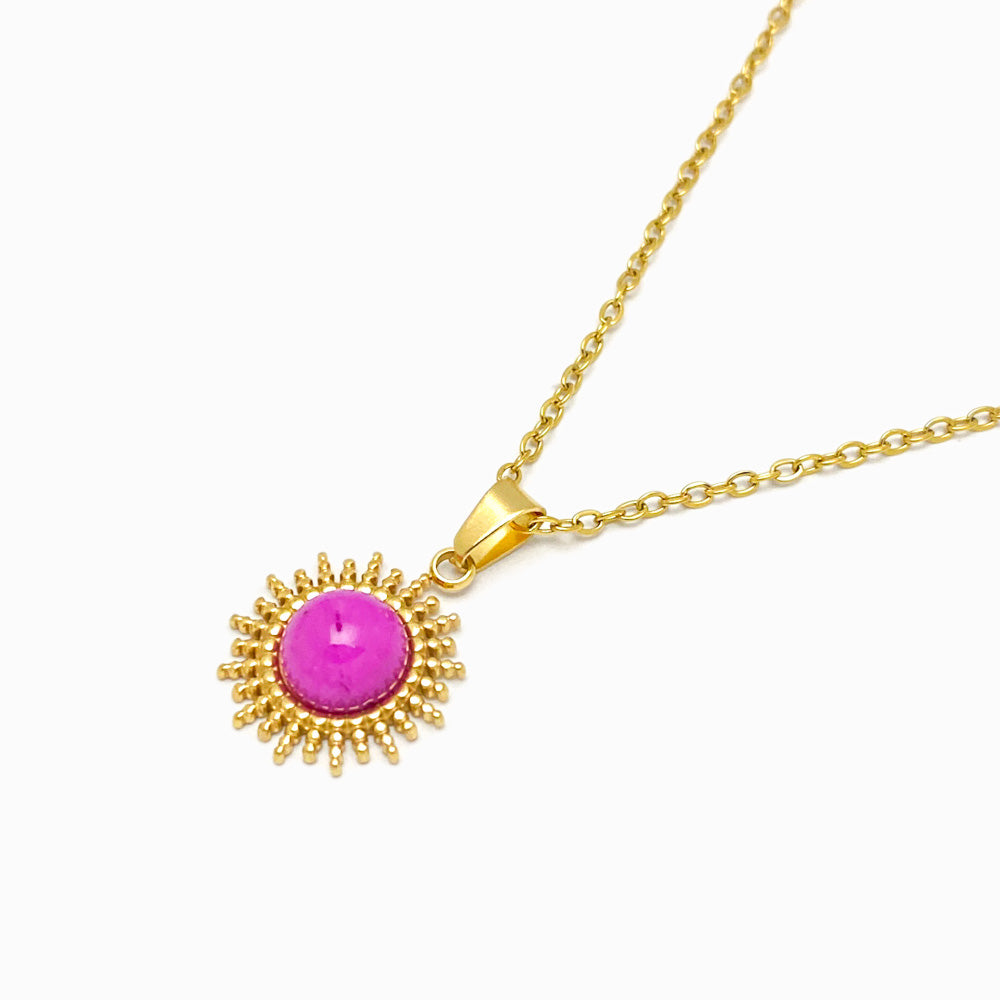 Colar Sol em Aço Inoxidável e Pedra