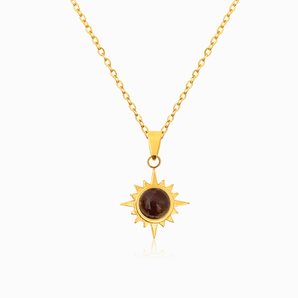 Colar Sol em Aço Inoxidável e Pedra
