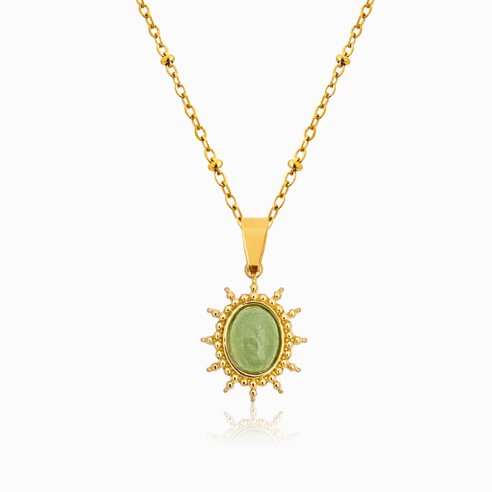 Colar Sol com Pedra em Aço Inoxidável