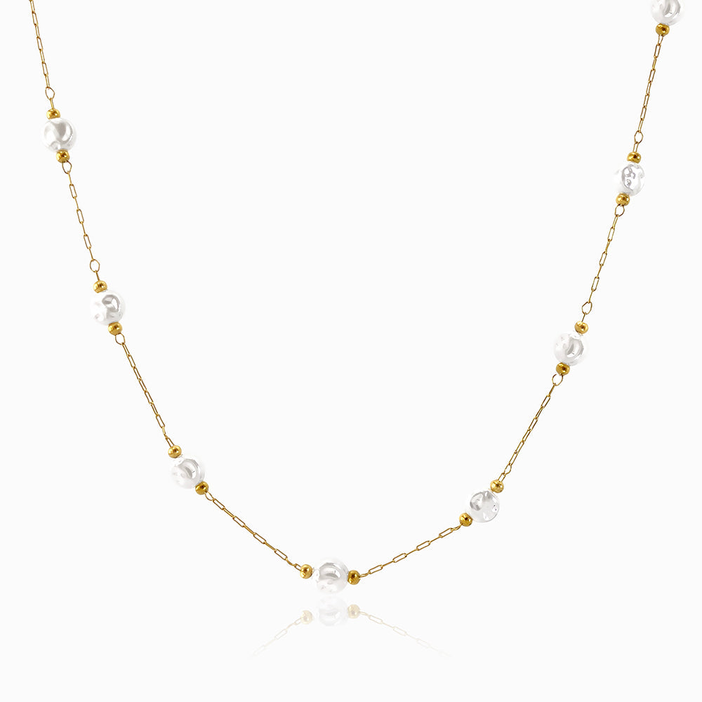 Colar com Pérolas Barrocas em Aço Inoxidável Elegante