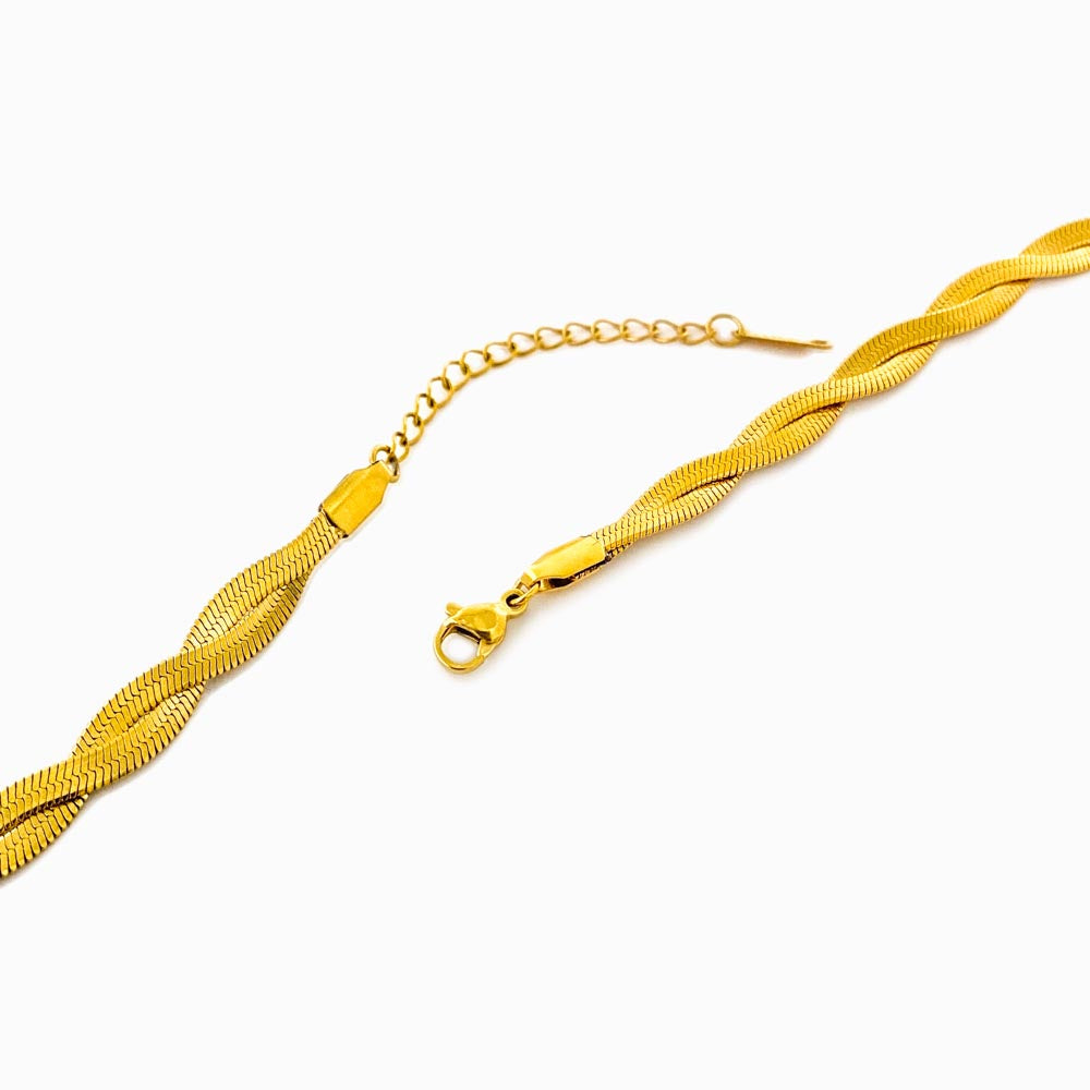 Colar Duplo Malha Snake em Aço Inoxidável