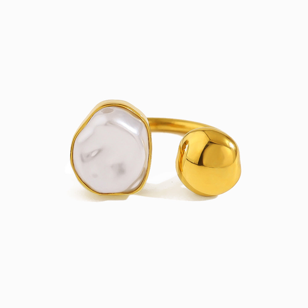 Anel Pérola 17.5mm Aço Inoxidável Clássico