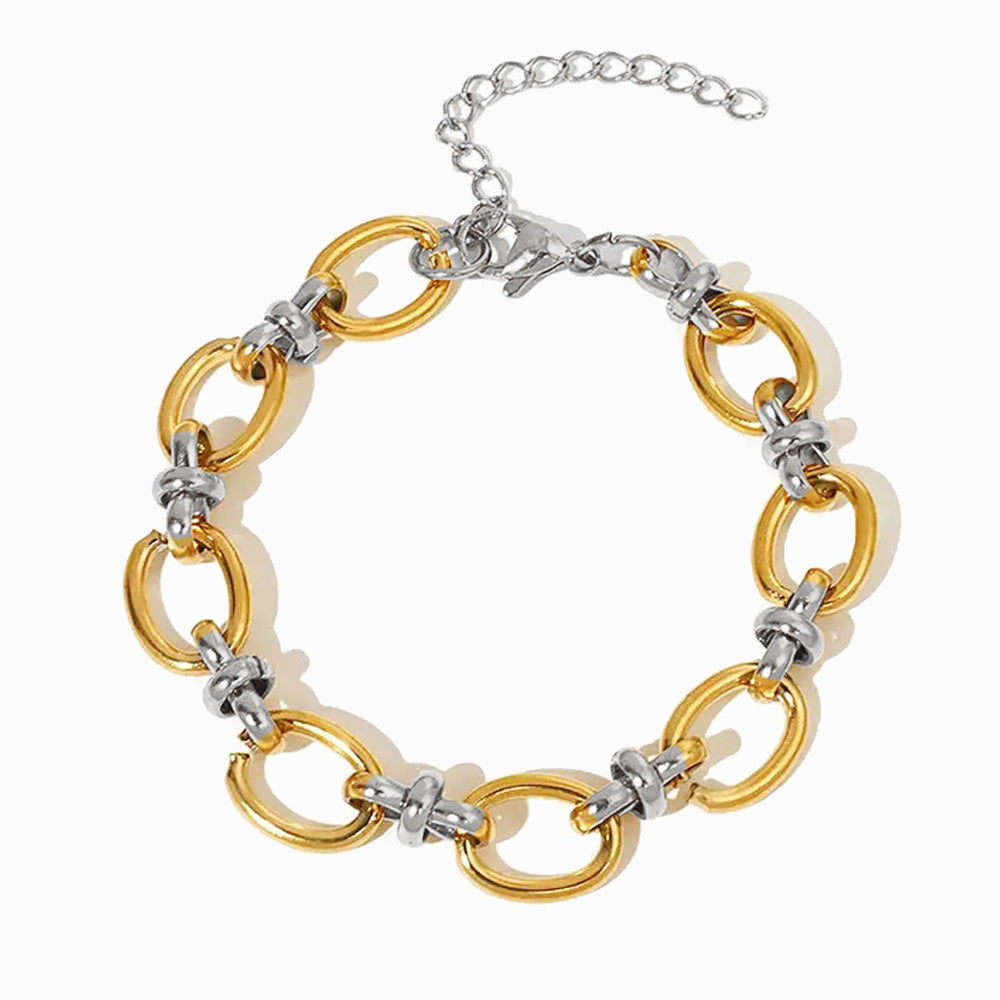 Pulseira Hip Hop Bicolor em Aço Inoxidável