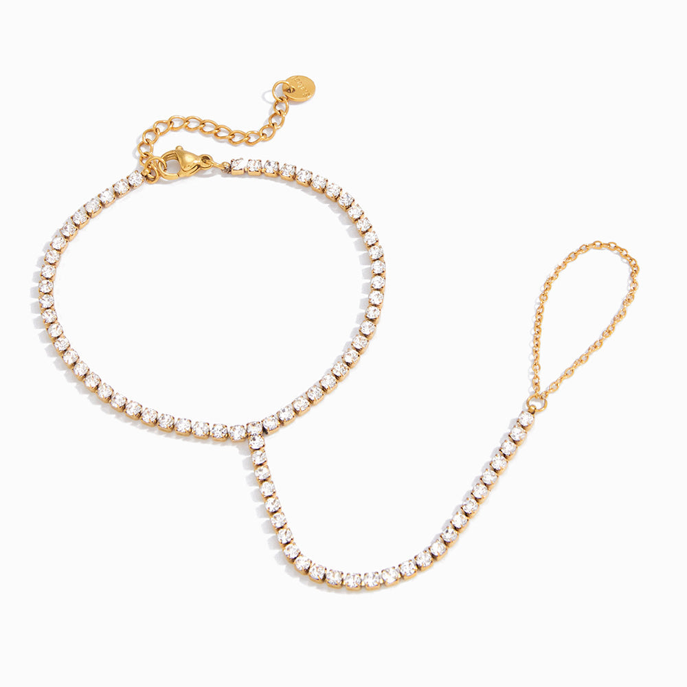 Pulseira com Brilhantes em Aço Inoxidável