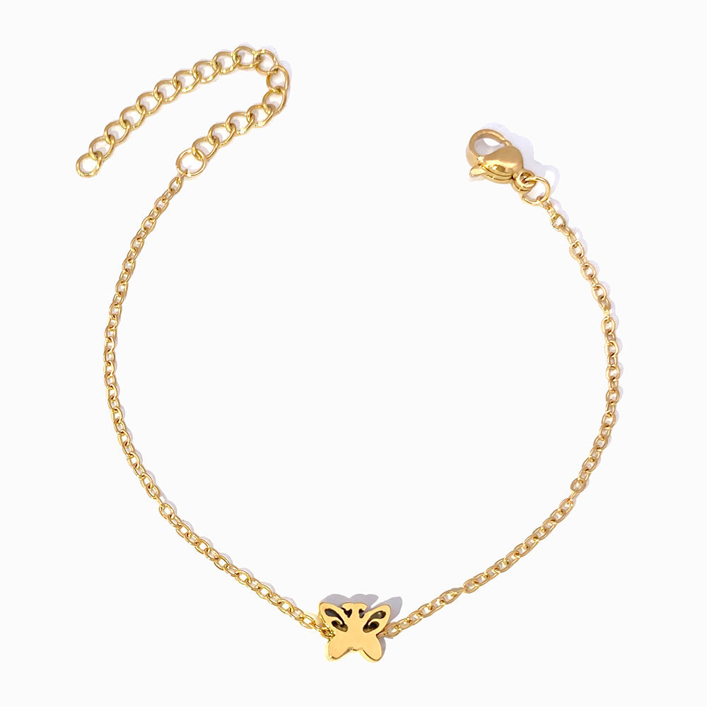 Pulseira com Borboleta em Aço Inoxidável