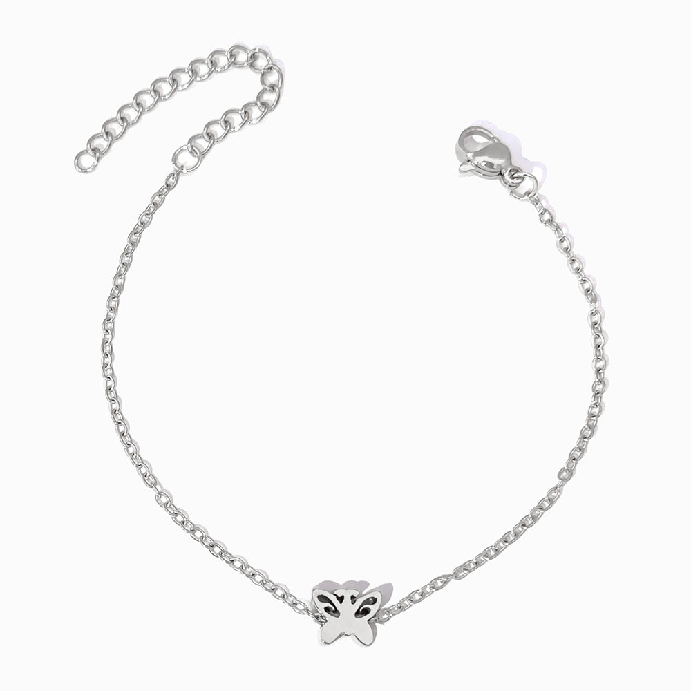 Pulseira com Borboleta em Aço Inoxidável