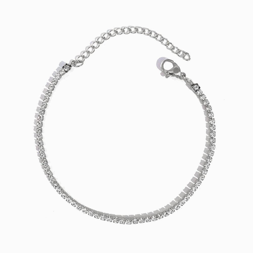 Pulseira com Brilhantes em Aço Inoxidável