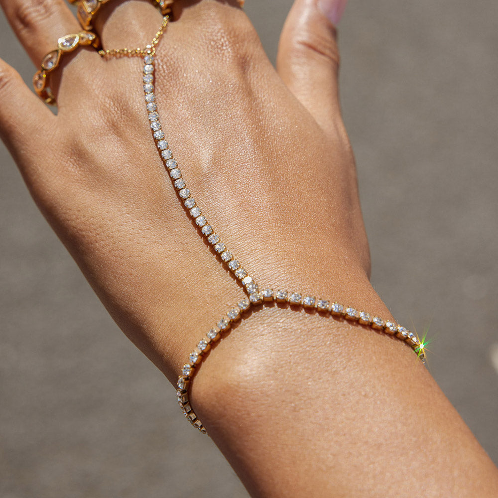 Pulseira com Brilhantes em Aço Inoxidável