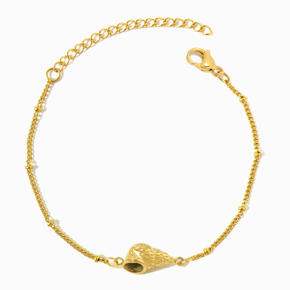 Pulseira com Búzio em Aço Inoxidável