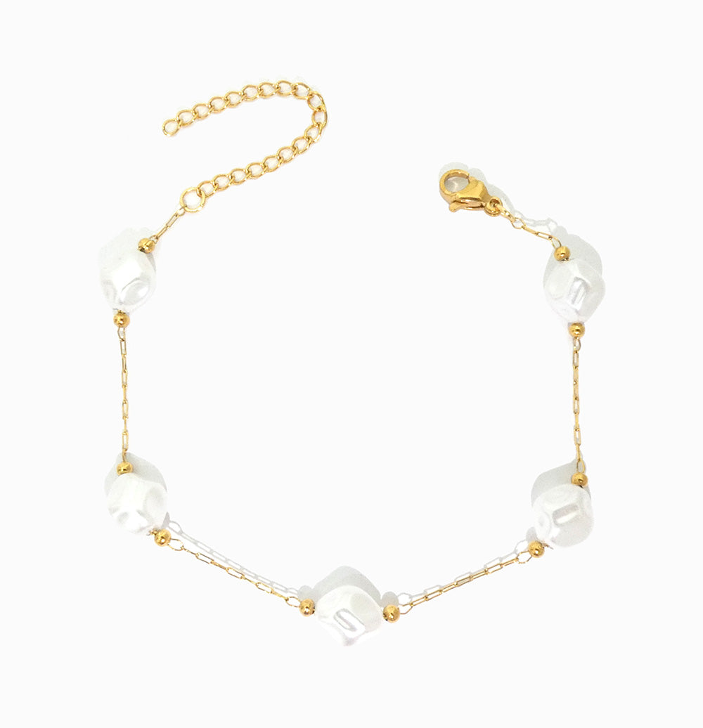Pulseira com Pérolas Barrocas em Aço Inoxidável