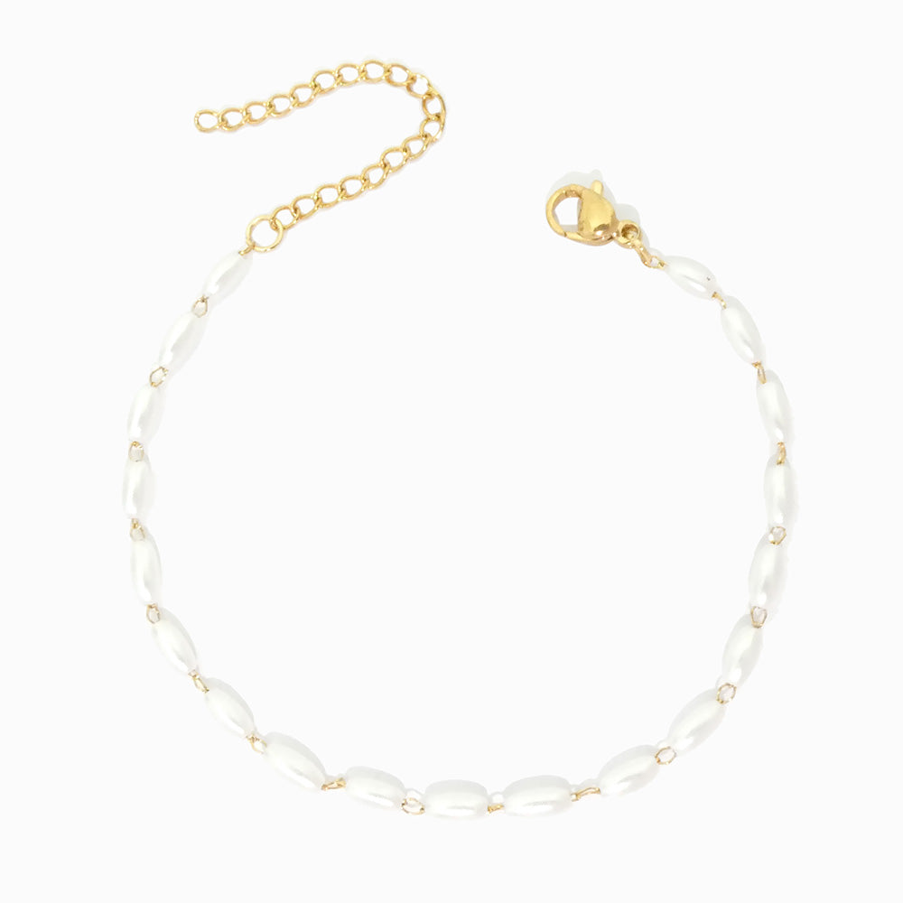 Pulseira com Pérolas Barrocas em Aço Inoxidável