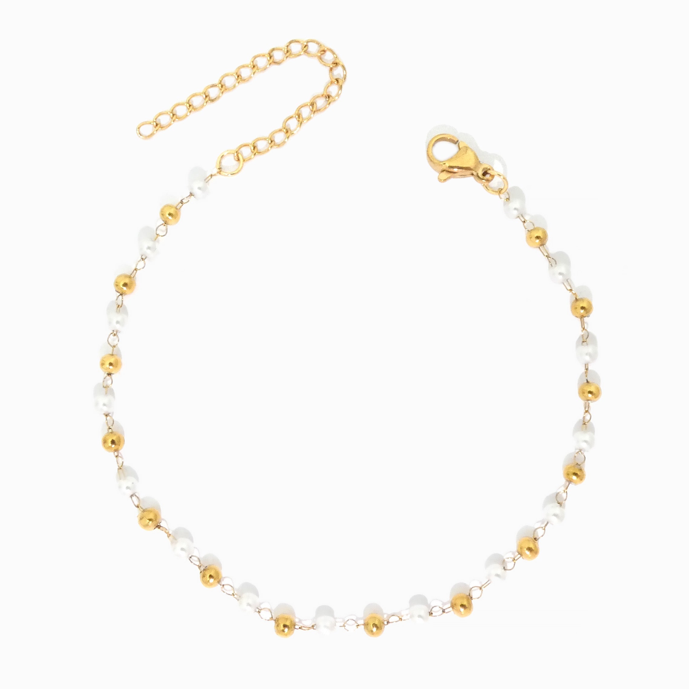 Pulseira com Pérolas em Aço Inoxidável