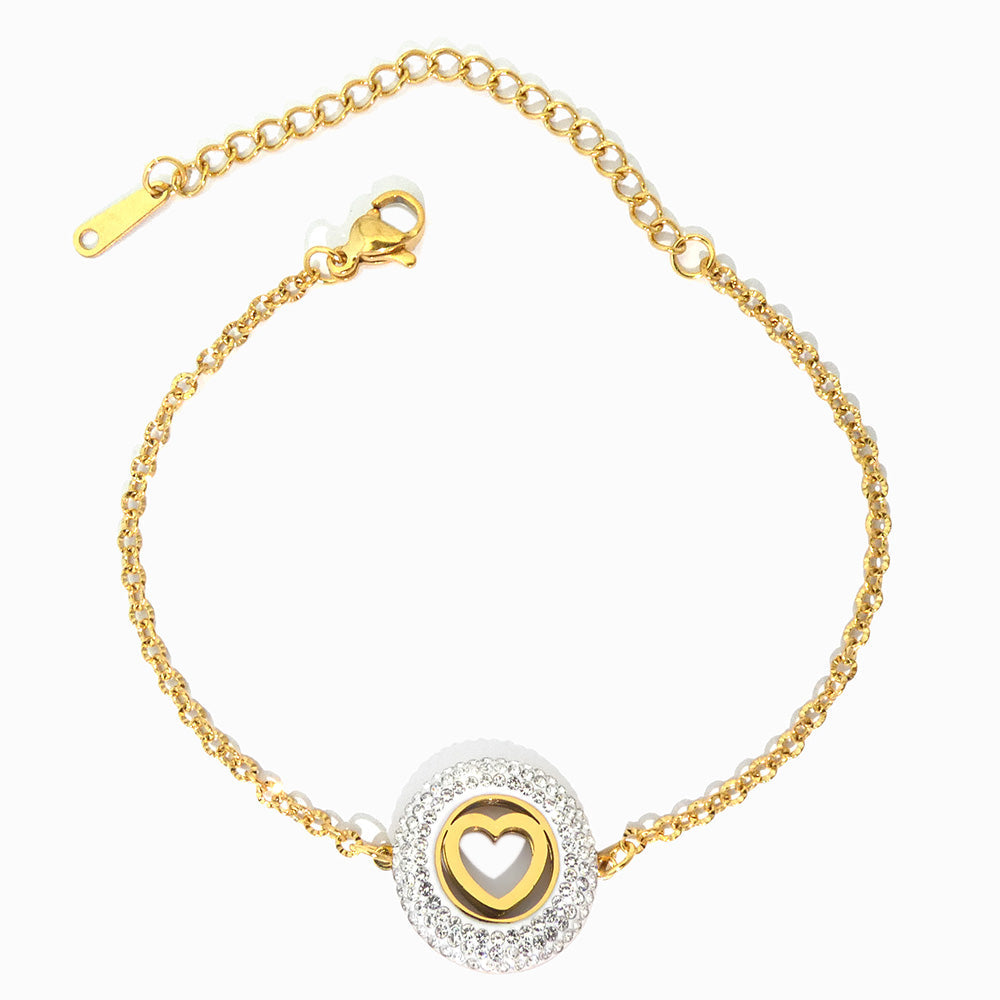 Pulseira com Coração em Aço Inoxidável