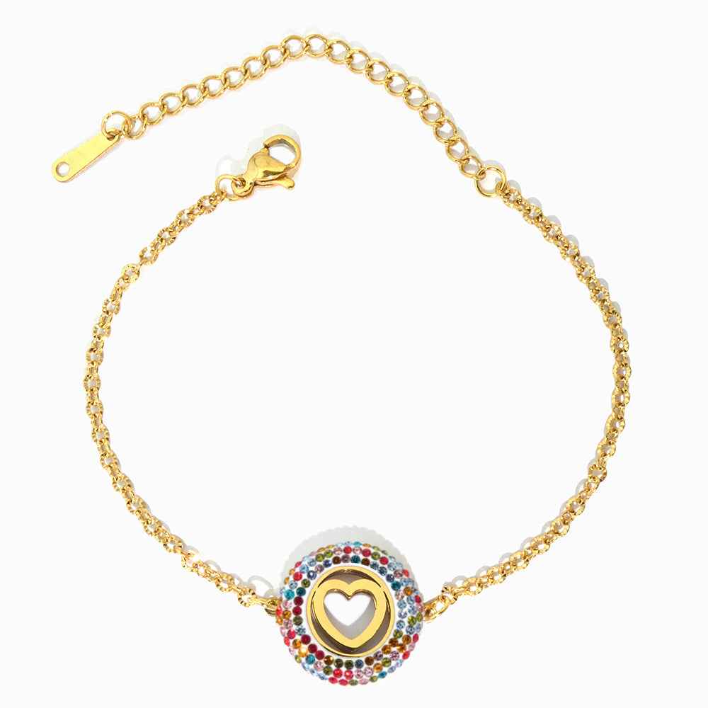 Pulseira com Coração em Aço Inoxidável