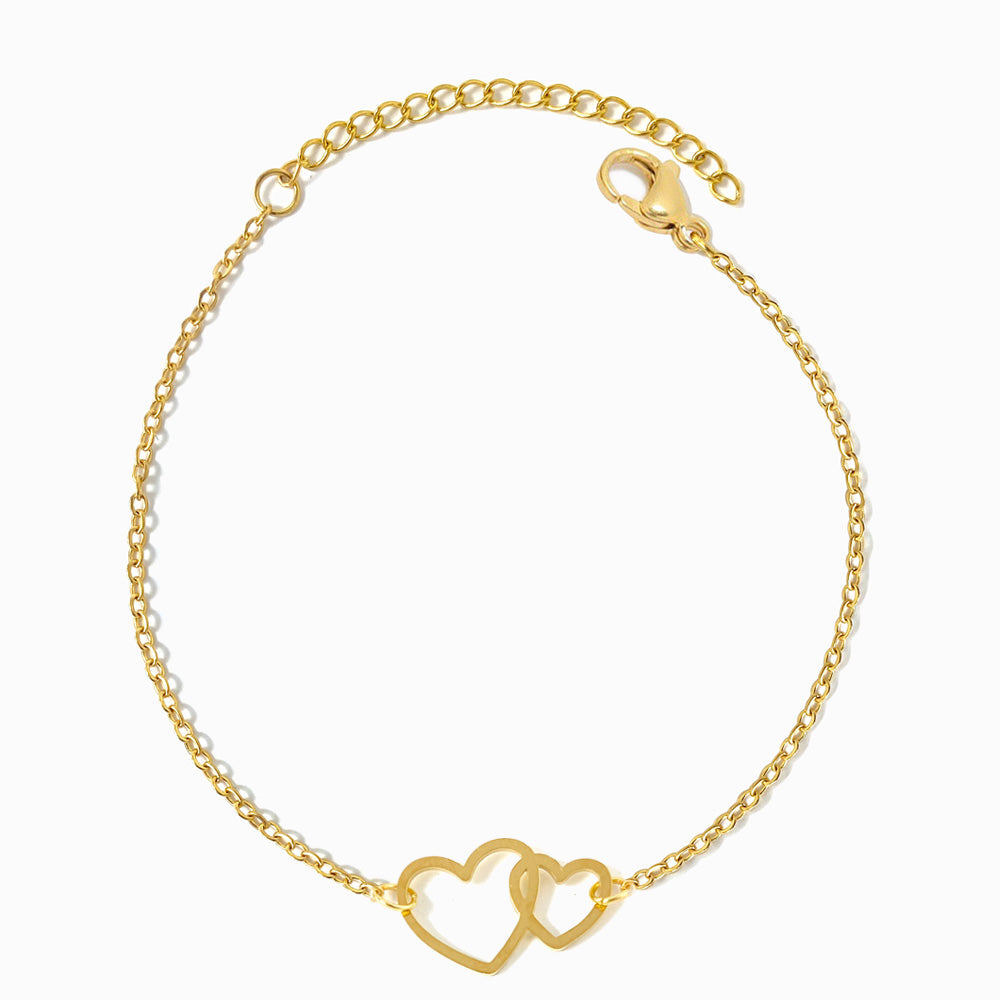 Pulseira com Corações em Aço Inoxidável