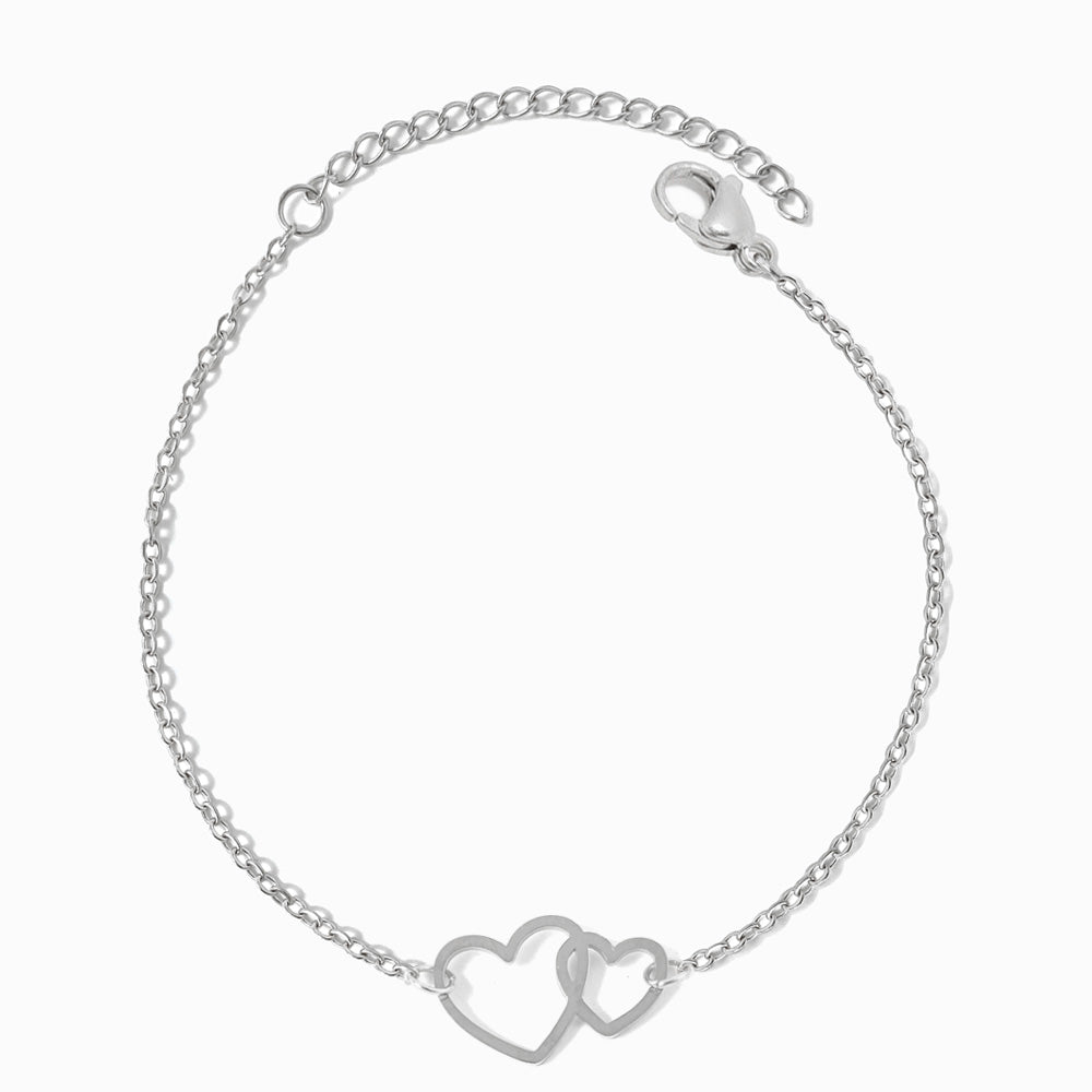 Pulseira com Corações em Aço Inoxidável
