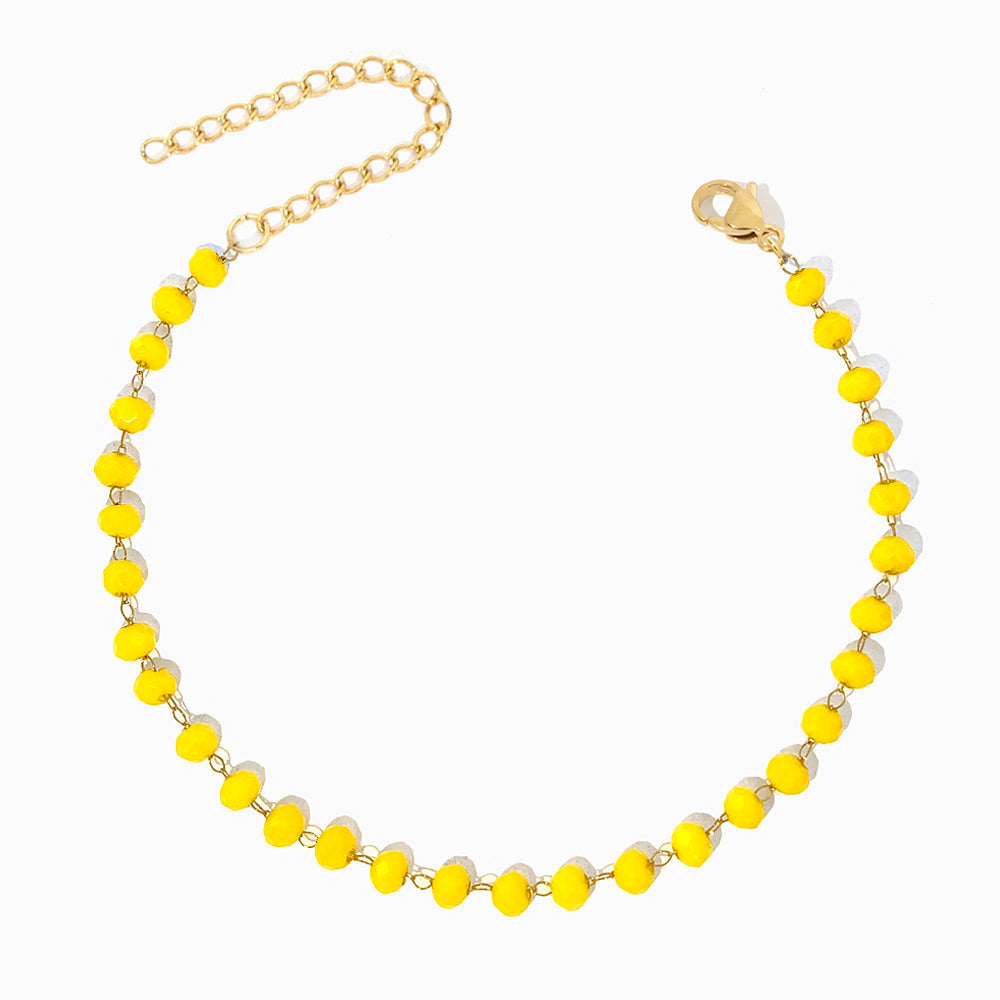 Pulseira com Cristal Amarelo em Aço Inoxidável