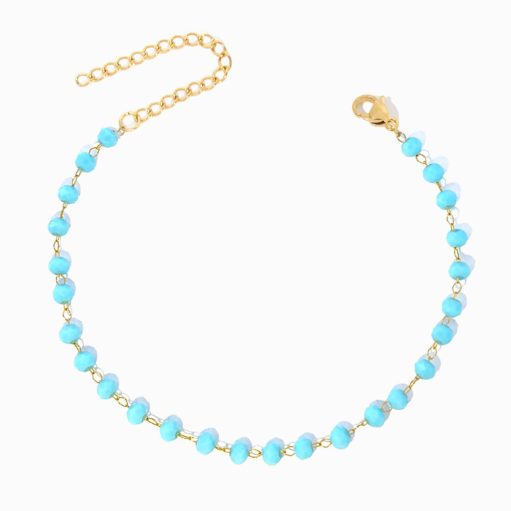 Pulseira com Cristal Azul em Aço Inoxidável